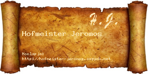 Hofmeister Jeromos névjegykártya
